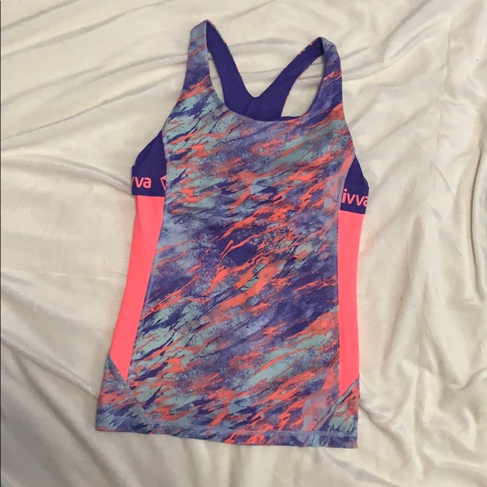 Tie dye pink, blue, and purple tank top